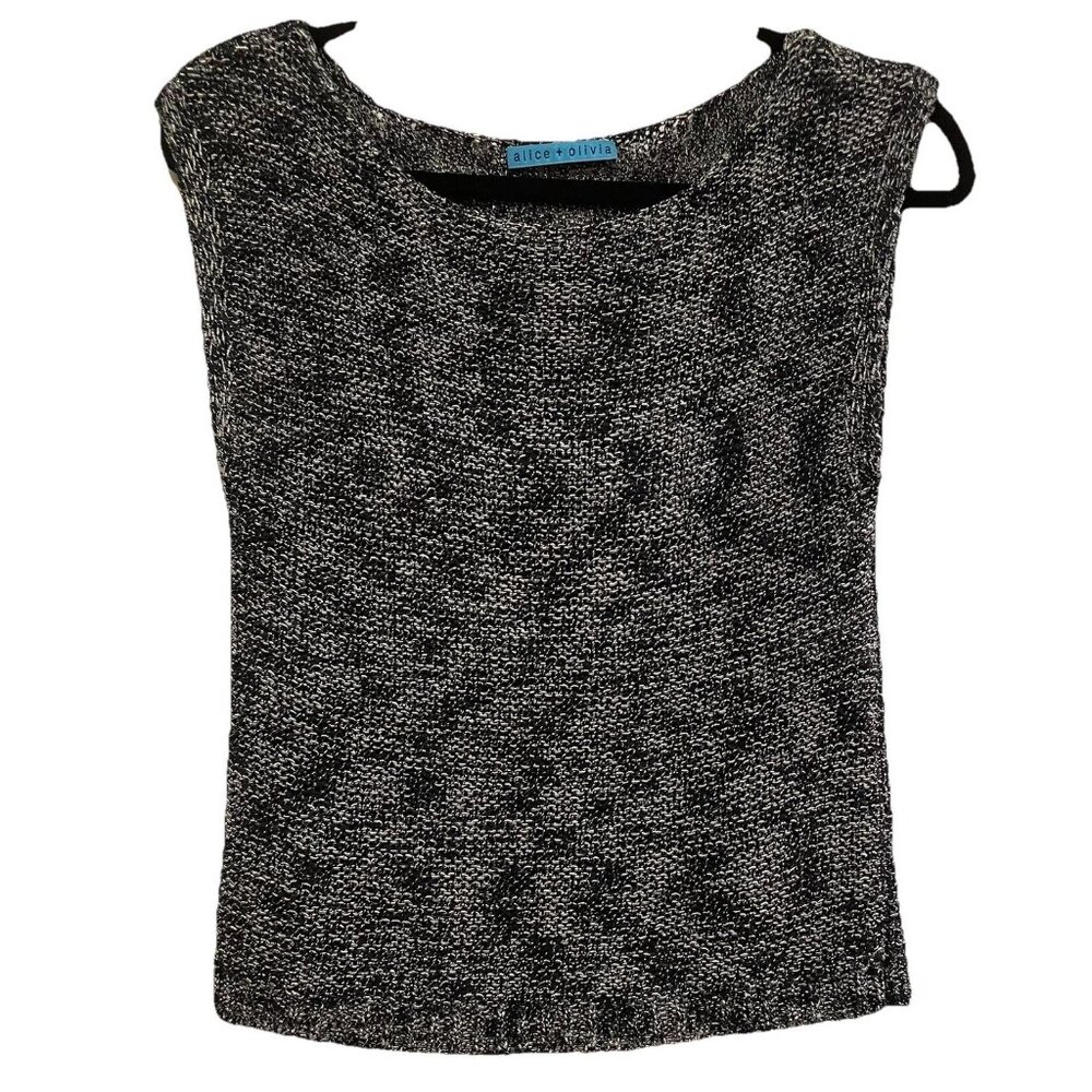 ALICE + OLIVIA Black Knit Sleeveless Metal Blouse Sz S